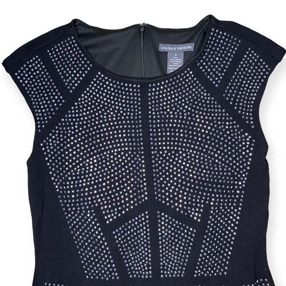 CHELSEA & Theodore Black Rhinestone Sheath Dress - Small - Picture 4 of 8
